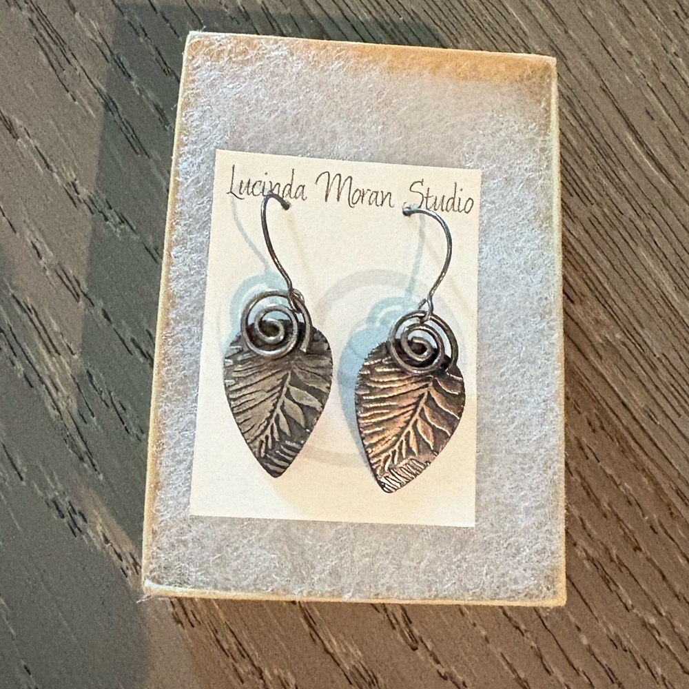 Sterling Silver Handmade Leaf Earrings